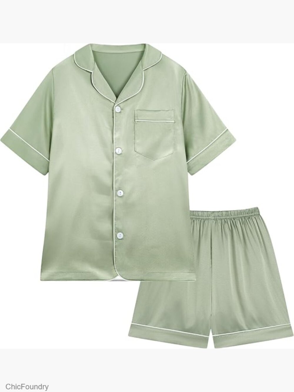 Kids Satin Silk Pajama Set Short Sleeve Sleepwear Nightwear Two Piece